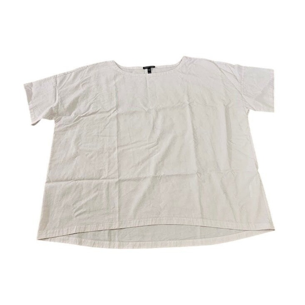 Eileen Fisher Short Sleeve Boxy Top Women XL Light Lilac Purple Classic Shirt